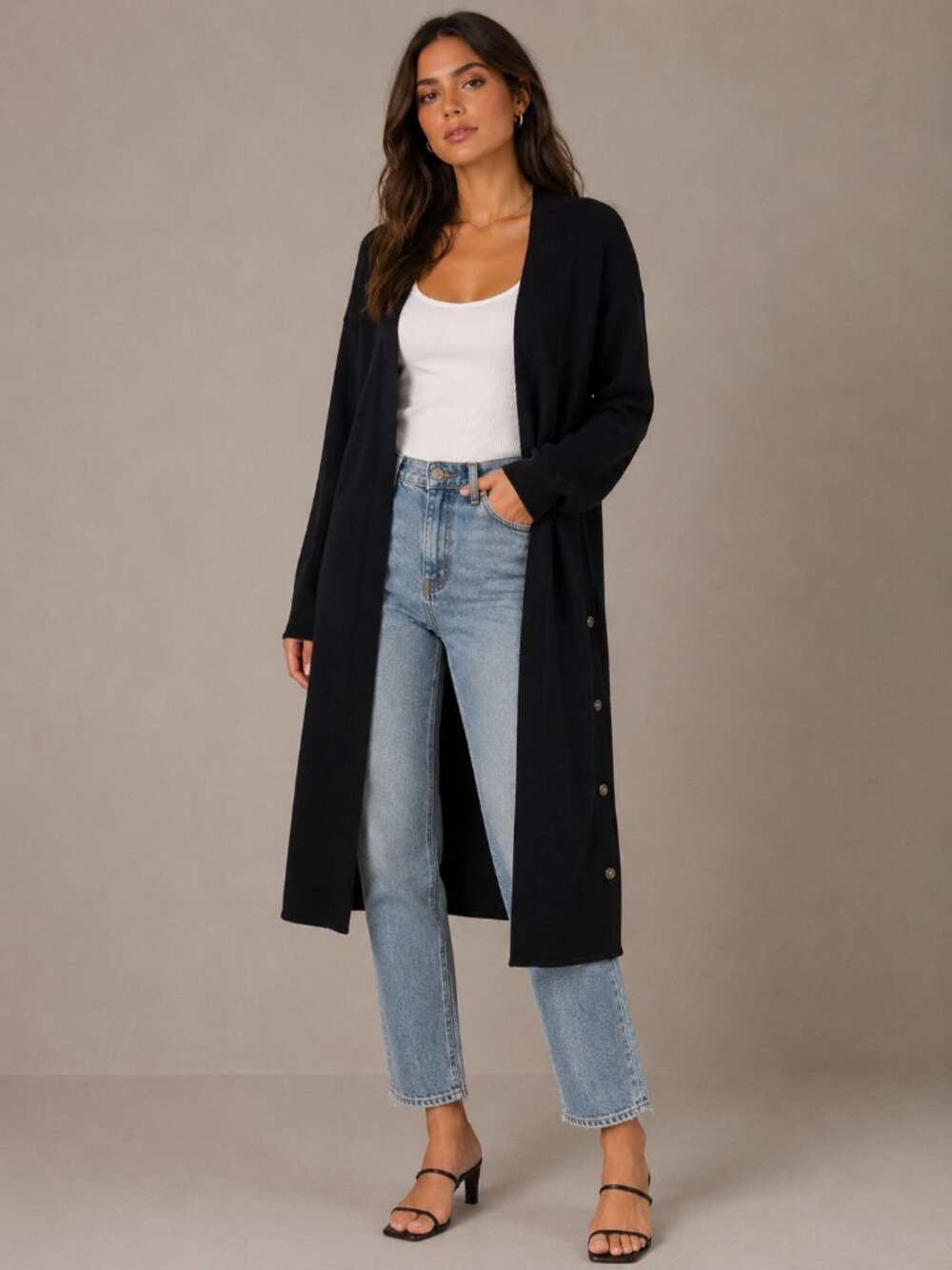 C/MEO COlLECTIVE Open Front Knit Cardigan Black Size XS - Picture 1 of 14